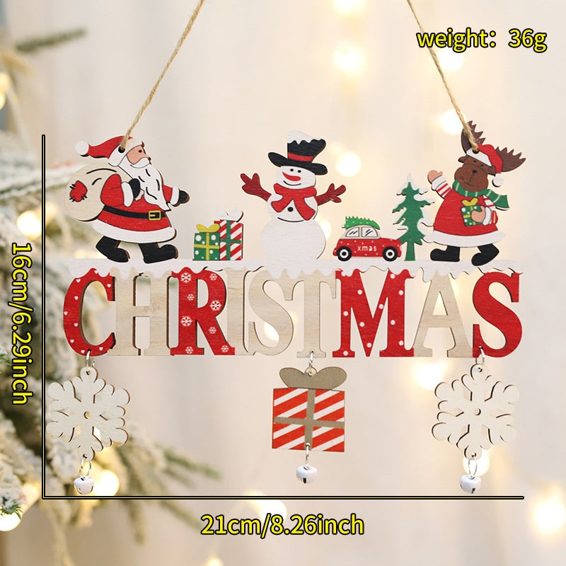 Wooden Christmas Door Sign With Rustic Holiday Cheer