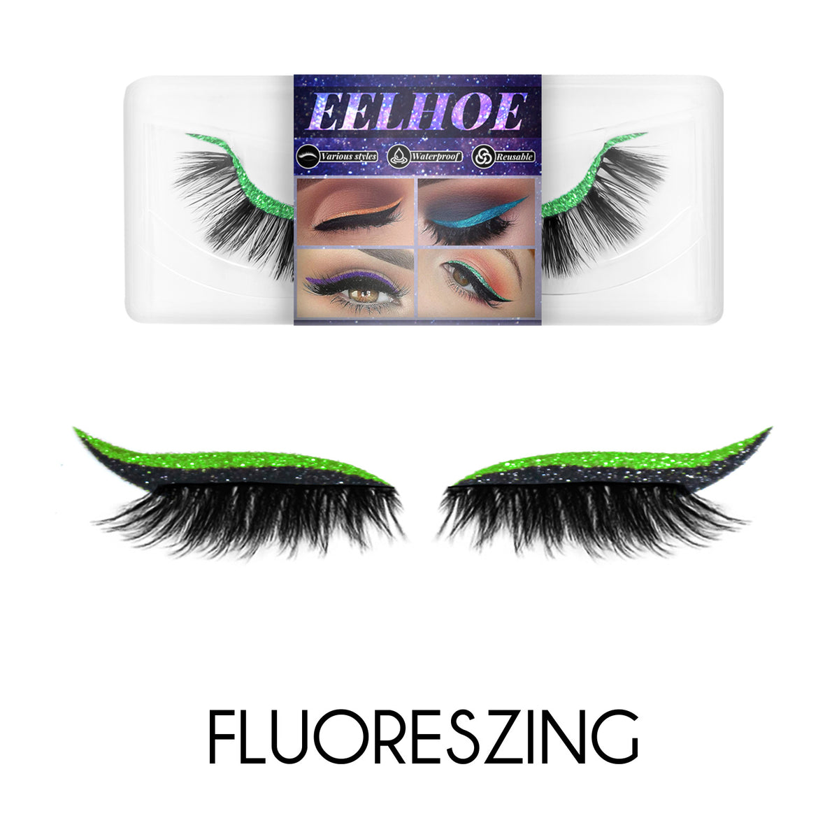 Self-Adhesive False Eyelashes With Glitter Eyeliner
