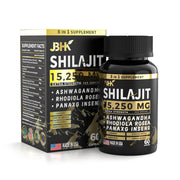 JBK Shilajit 15,250 MG bottle and packaging box displayed together