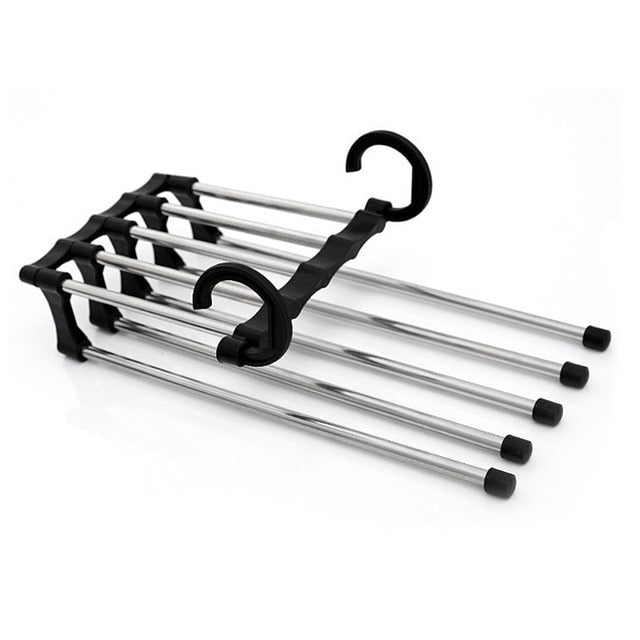 Multi-Bar Pants Rack for Closet: Hangs 5 Pairs Neatly