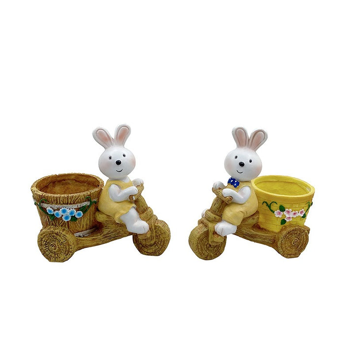 Rabbit Flower Pot Resin Garden Planter Decor