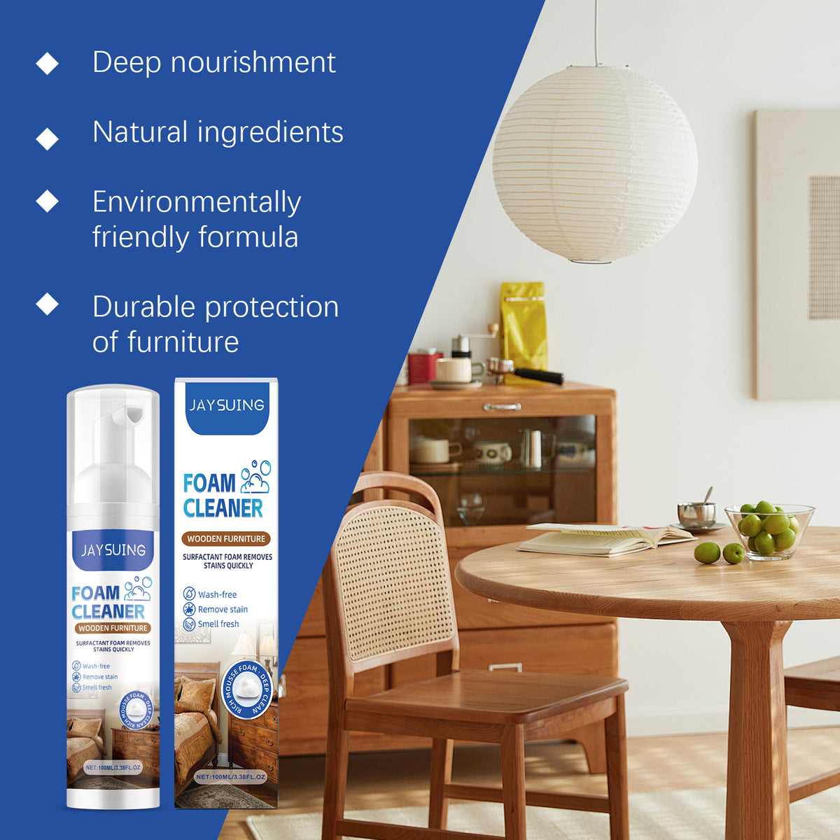 Wood Furniture Cleaner for Quick Wash-Free Care and Shine