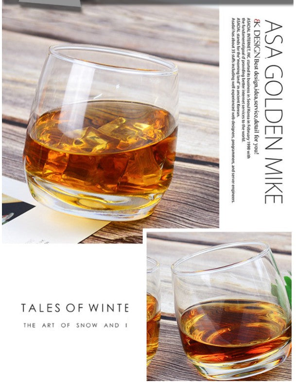 Tilted-Rim Whisky Tumbler Set of 6, 265 ml Crystal Glass