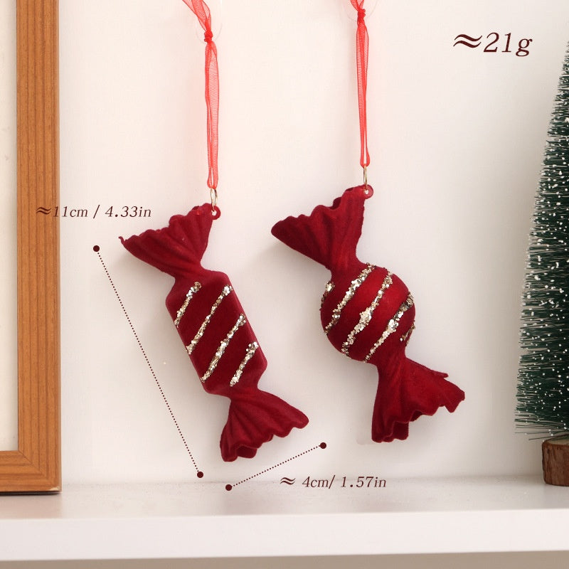 Velvet Red Christmas Ornaments With Sparkling Details