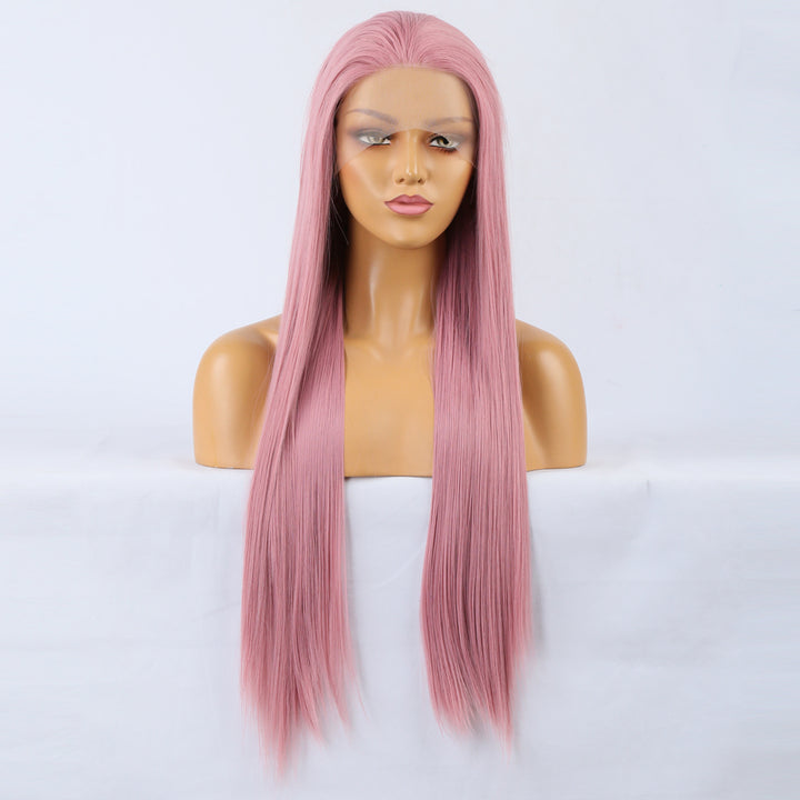 Synthetic Lace Wig: Long Ombre Pink Cosplay Style