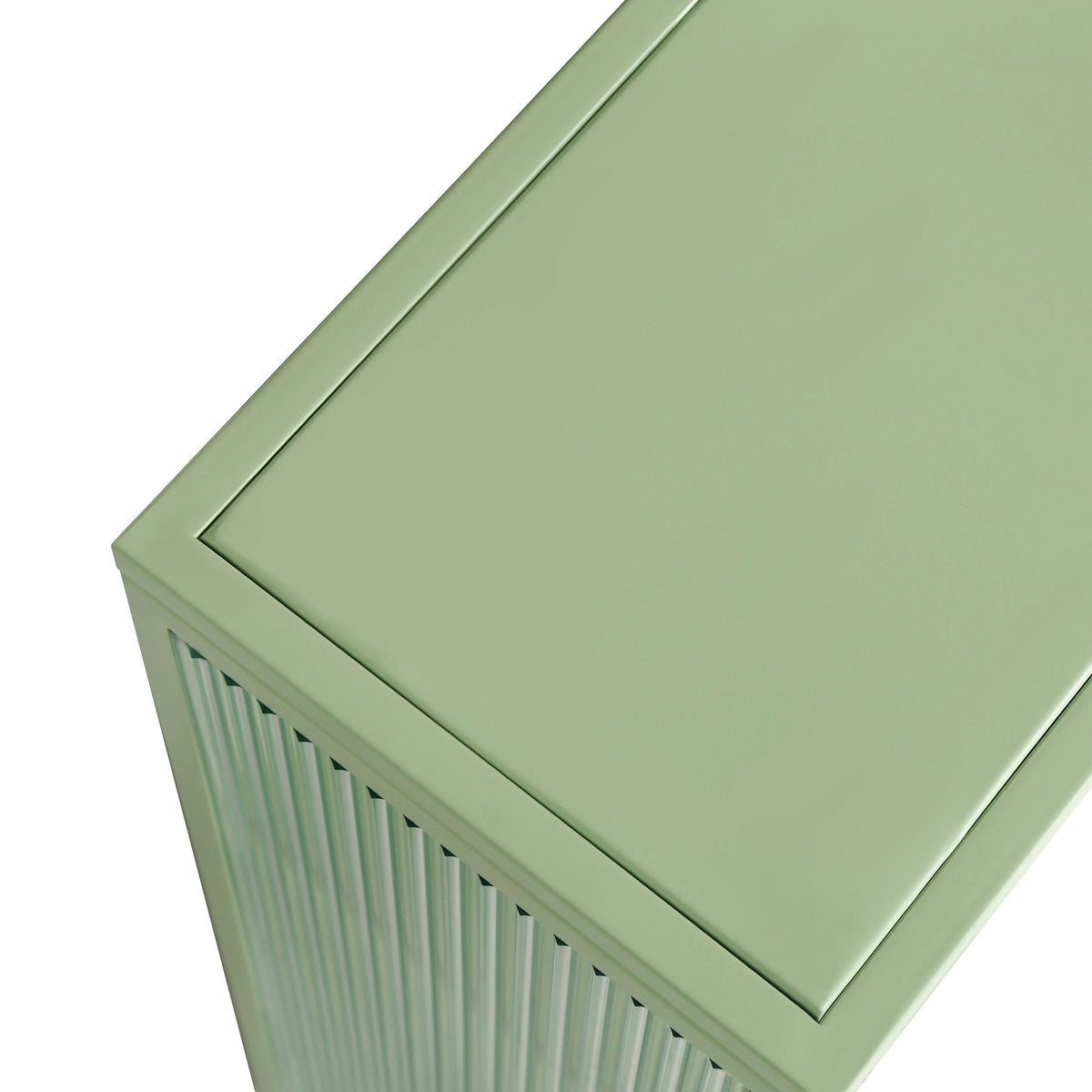 Mint Green Glass Door Wall Cabinet With 3 Shelves
