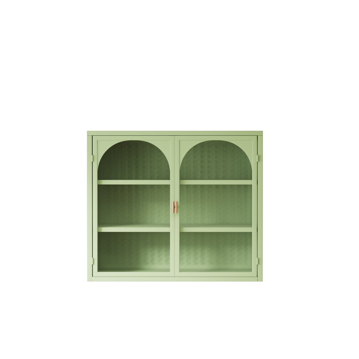 Wall Cabinet with Glass Doors, Sage Green 3-Tier Shelves