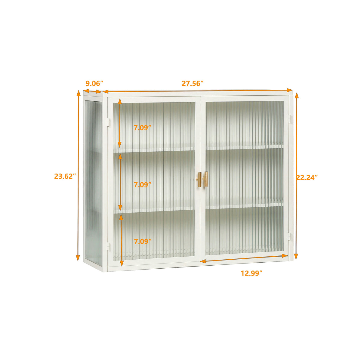 Fluted Glass Bathroom Wall Cabinet with Three Tiers
