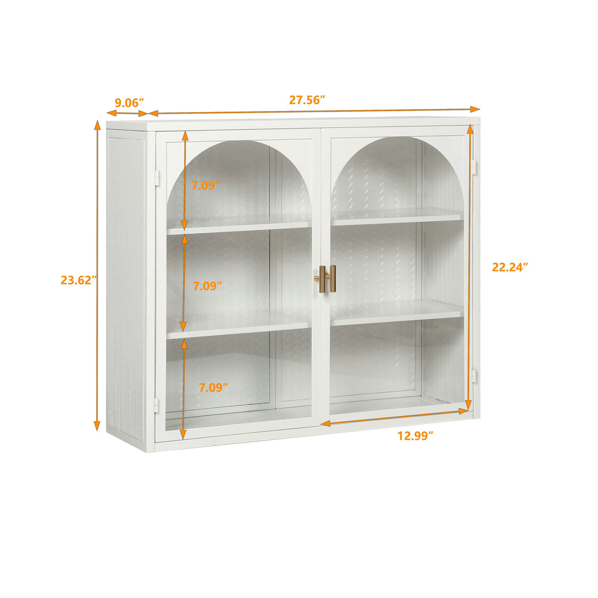 Bathroom Wall Cabinet with Glass Doors, Three Tiers