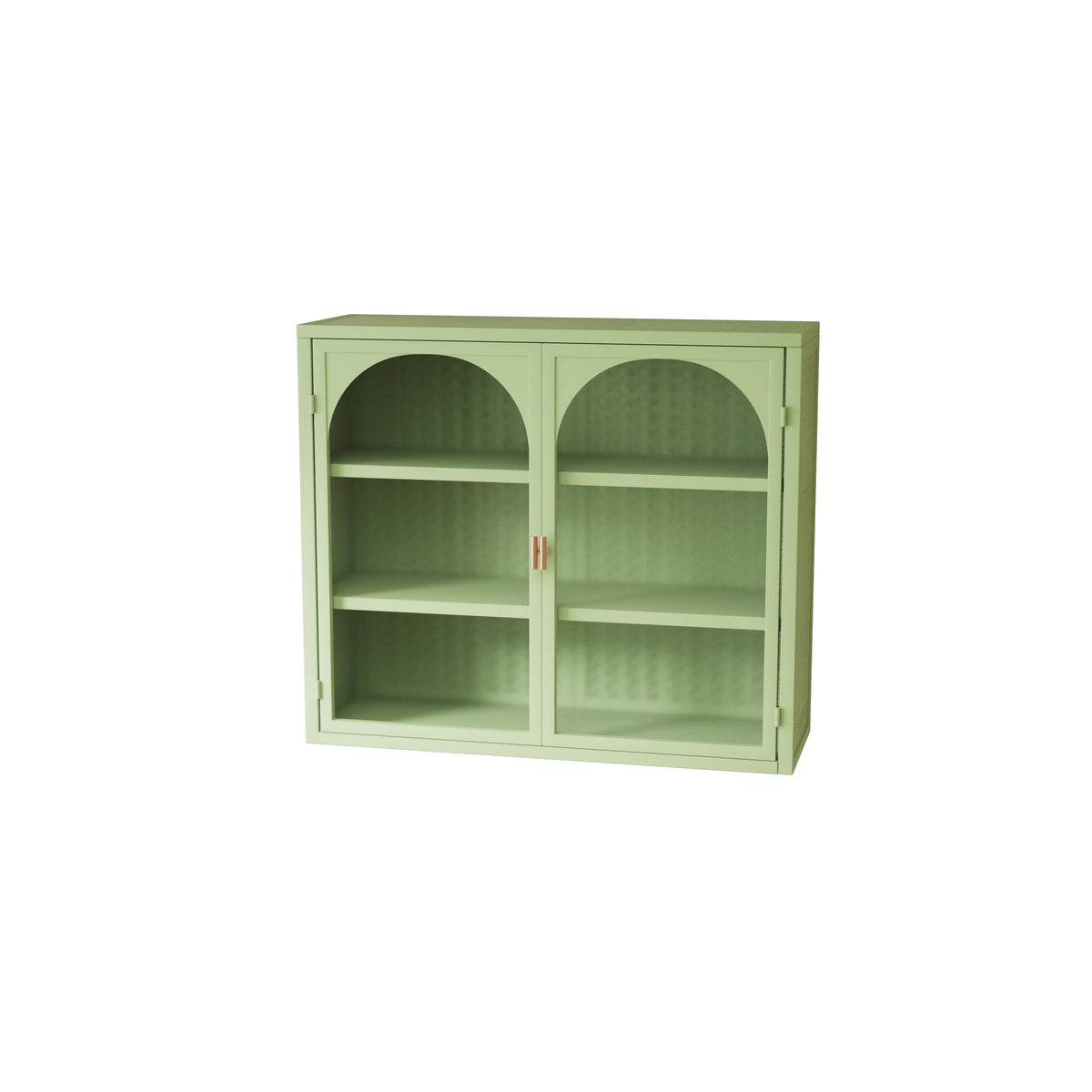 Wall Cabinet with Glass Doors, Sage Green 3-Tier Shelves