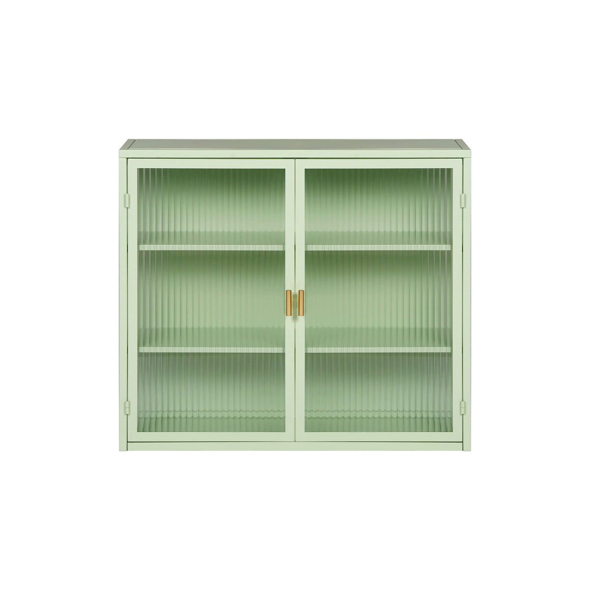 Mint Green Glass Door Wall Cabinet With 3 Shelves