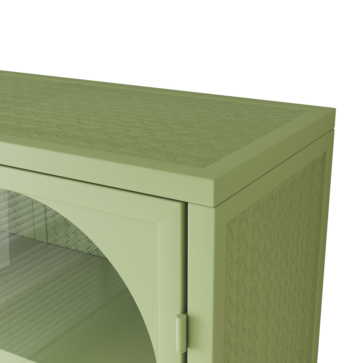 Wall Cabinet with Glass Doors, Sage Green 3-Tier Shelves