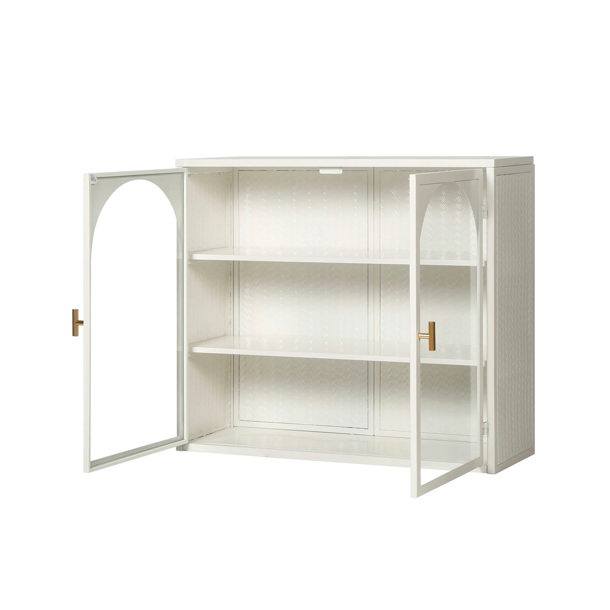 Bathroom Wall Cabinet with Glass Doors, Three Tiers