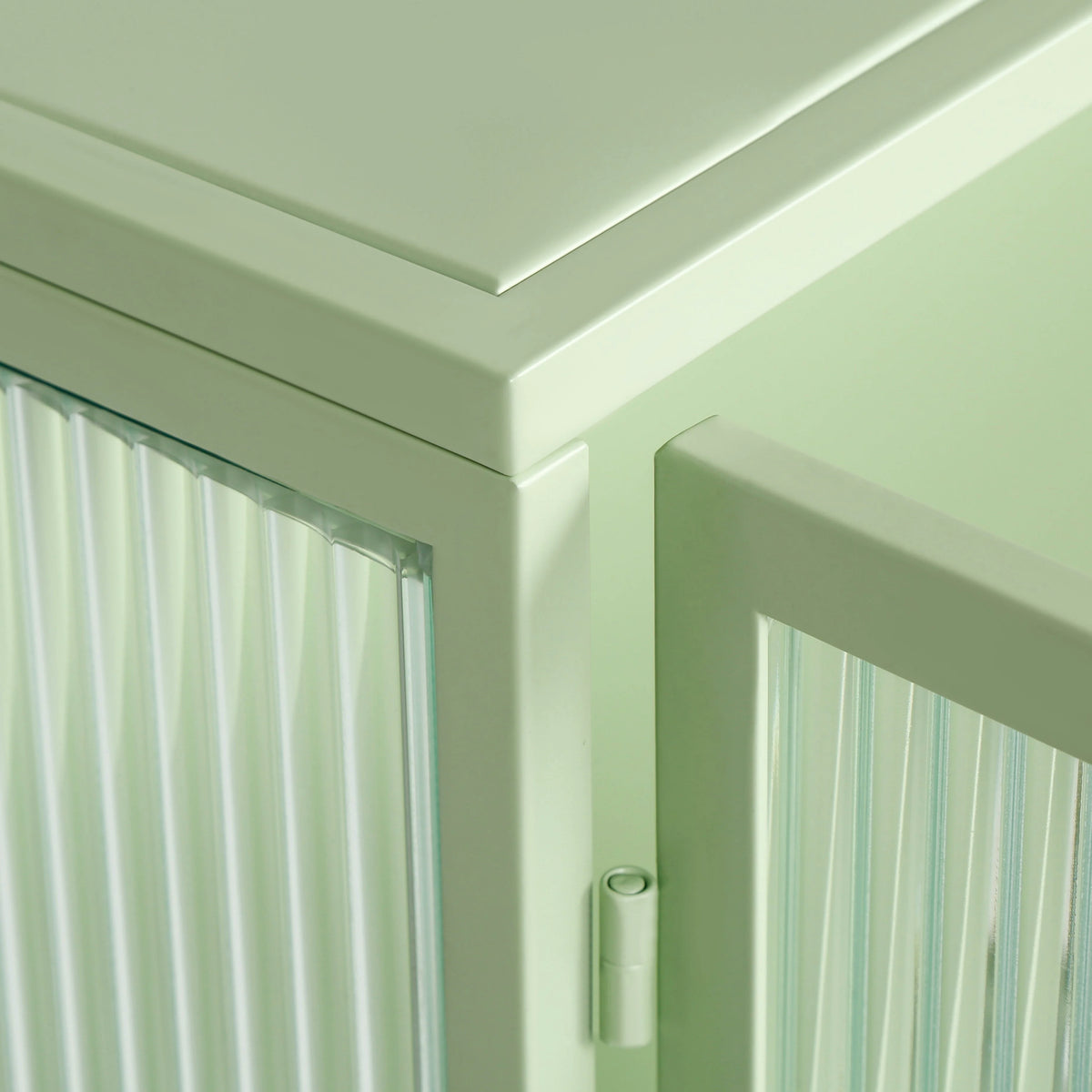 Mint Green Glass Door Wall Cabinet With 3 Shelves