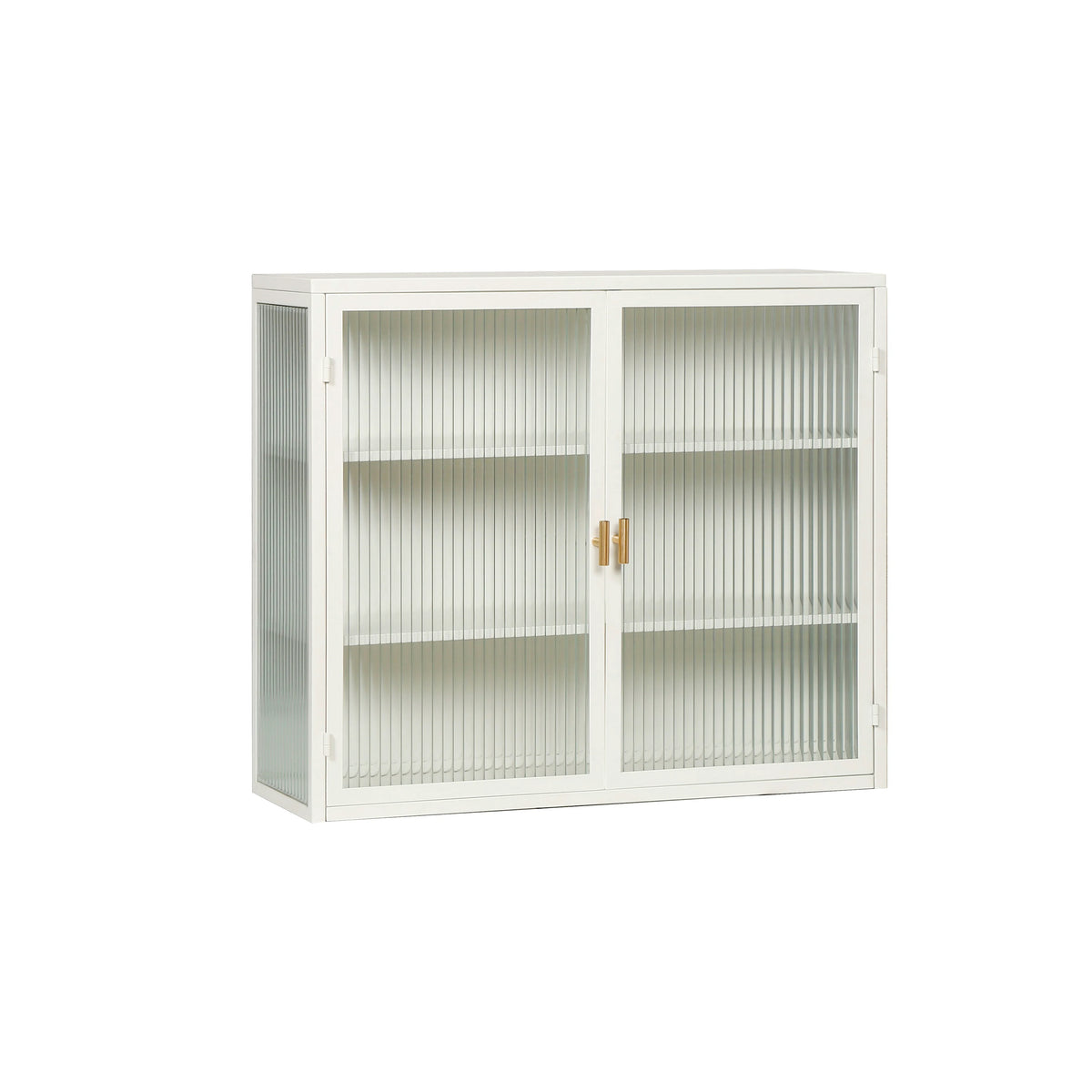 Fluted Glass Bathroom Wall Cabinet with Three Tiers