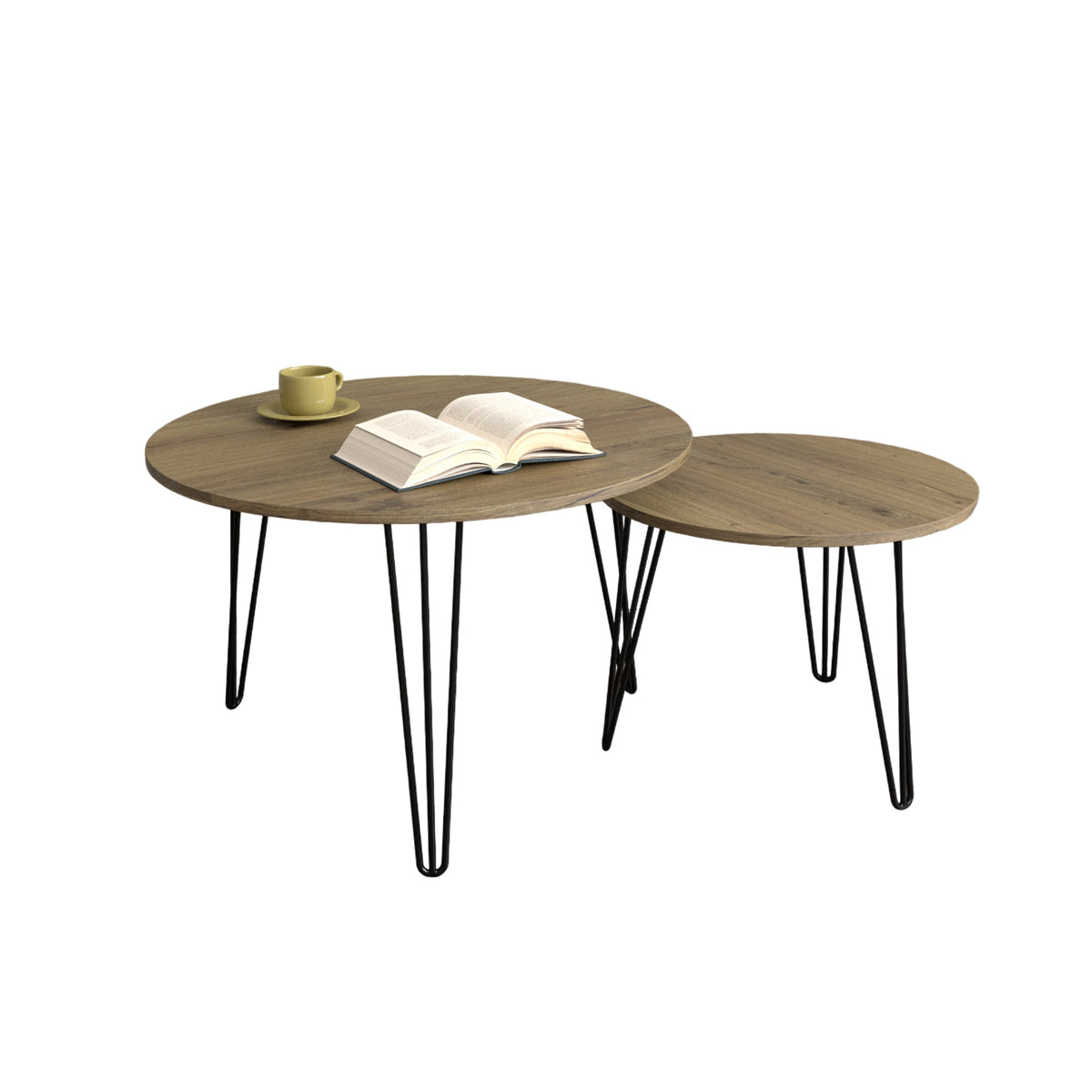 Round Nesting Coffee Table Set of 2 for Living Room