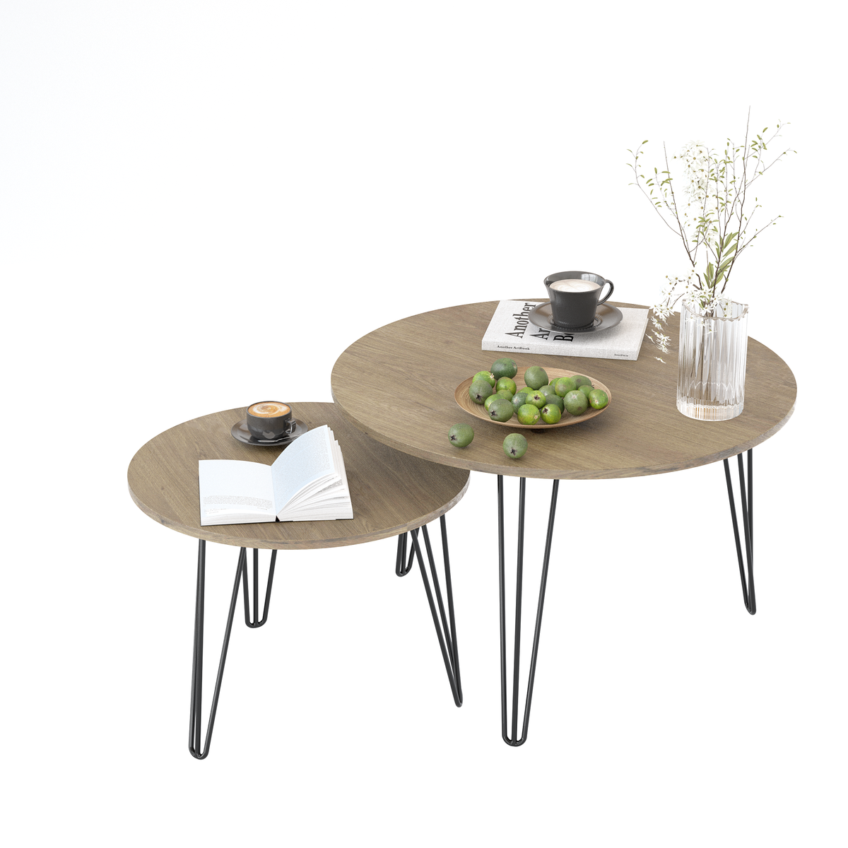 Round Nesting Coffee Table Set of 2 for Living Room