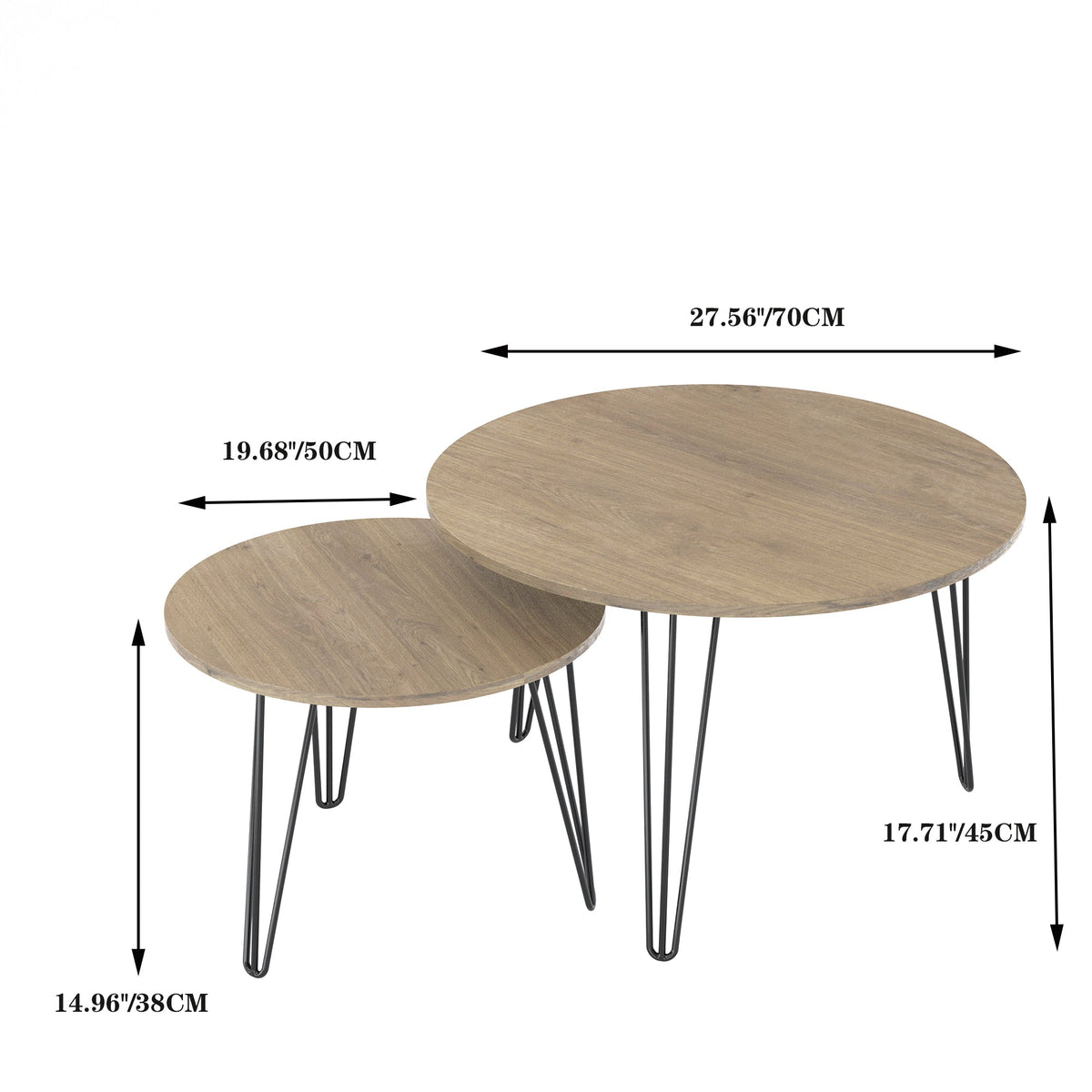Round Nesting Coffee Table Set of 2 for Living Room