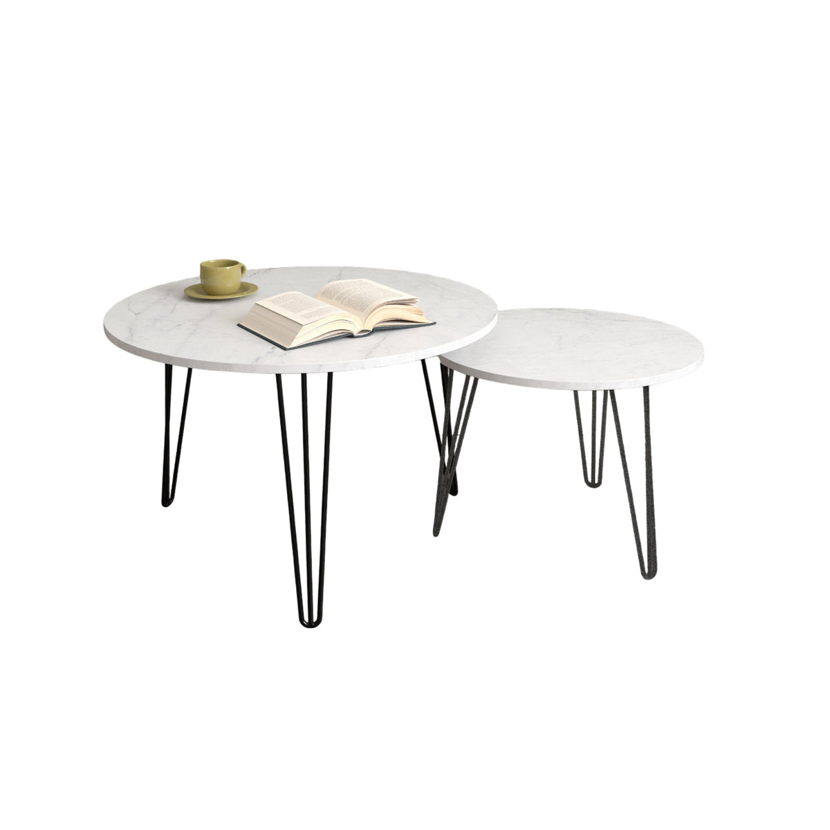 Round Nesting Coffee Table Set of 2 for Living Room