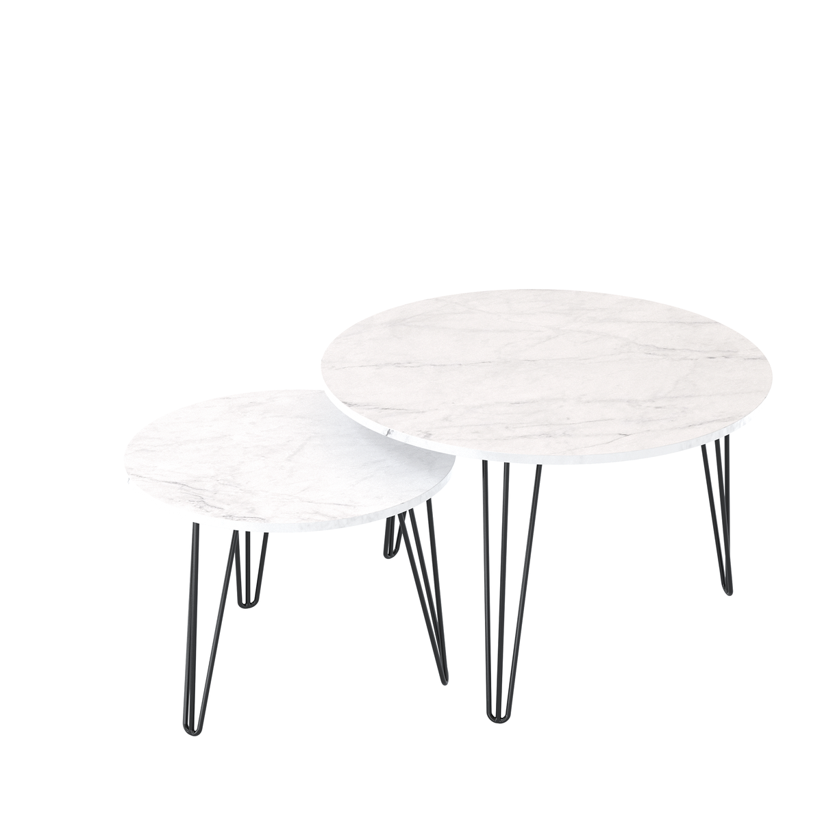 Round Nesting Coffee Table Set of 2 for Living Room