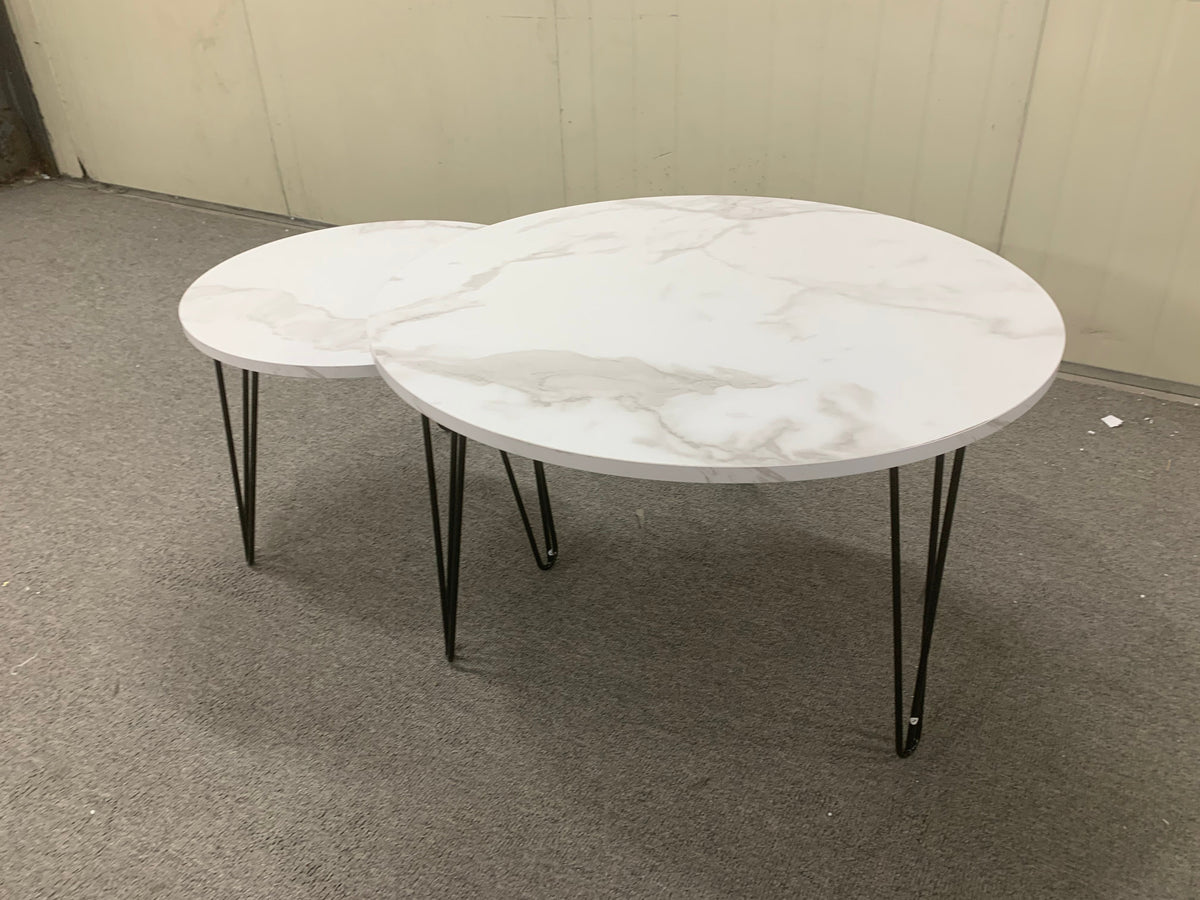 Round Nesting Coffee Table Set of 2 for Living Room