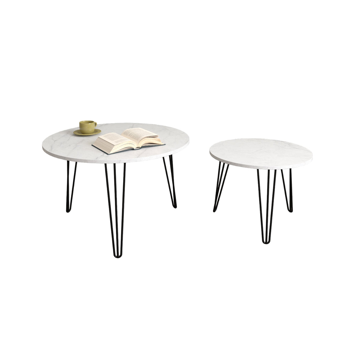 Round Nesting Coffee Table Set of 2 for Living Room