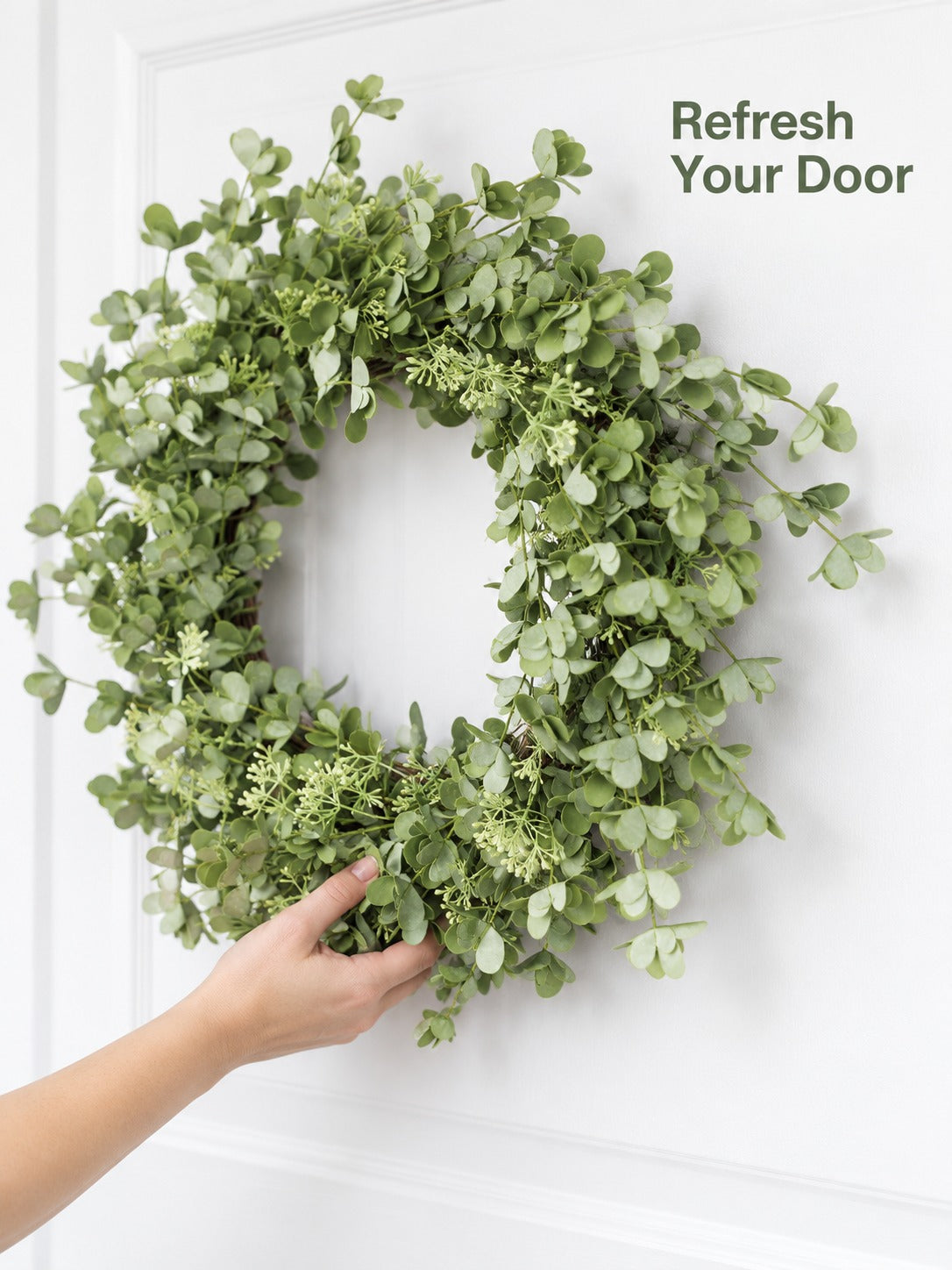 27 Inch Faux Oxalis Wreath for Front Door Spring Style