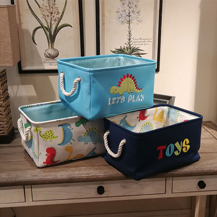 Foldable Dinosaur Canvas Toy Storage Basket for Kids' Room