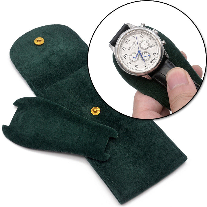 Velvet Watch Pouch with Snap Button, Scratch-Resistant