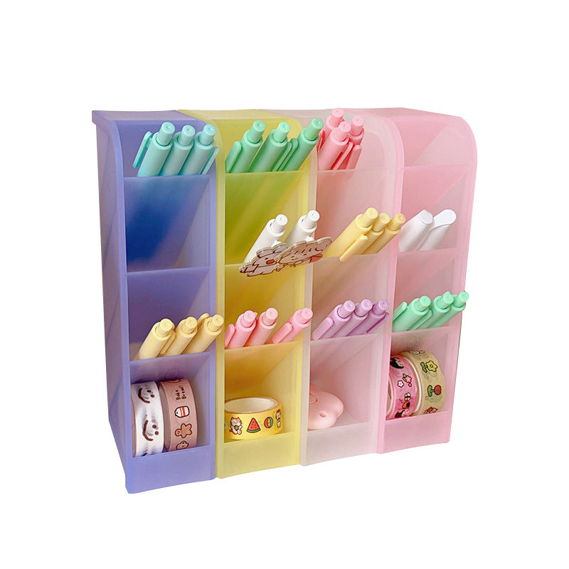 Four-Grid Slanted Desk Organizer for Pens and Brushes