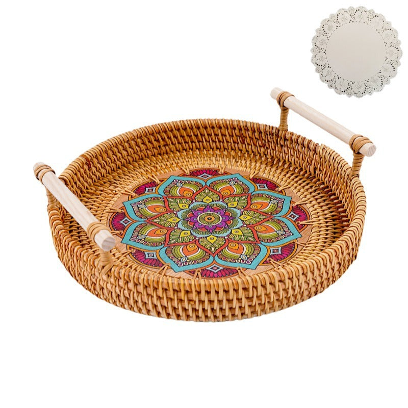 Rattan Serving Trays with Handles for Tabletop Style
