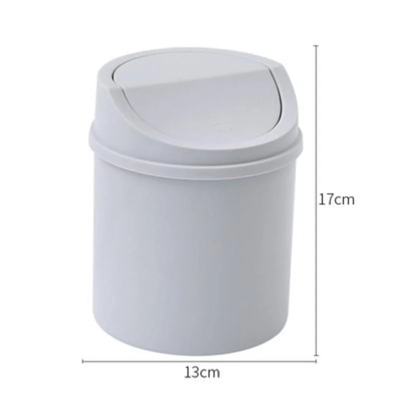 Press-to-Open Desktop Trash Can with Lid for Clutter