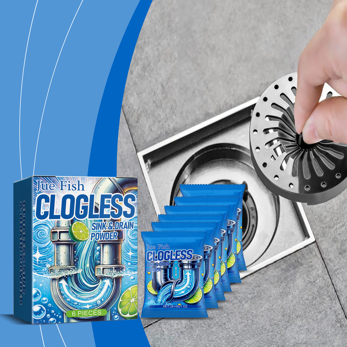 Drain Cleaning Powder for Slow Sinks, Odors & Grease