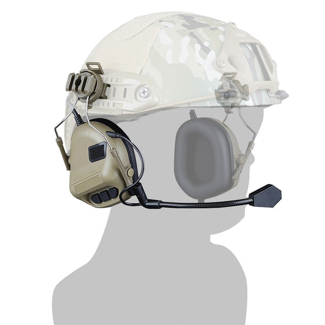 Tactical Helmet Headset with Noise-Canceling Earcups
