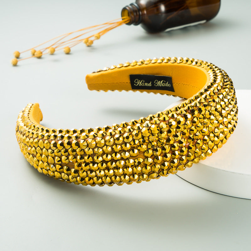 Wide Brim Headband With Full-Drill Sparkle Design