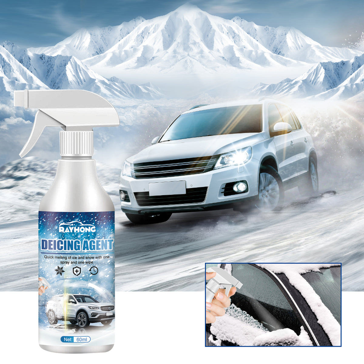 Rayhong Snow Remover Spray – Melts Car Ice Fast