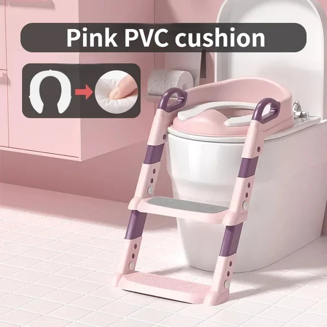 Children's Toilet Training Seat With Adjustable Safe Steps