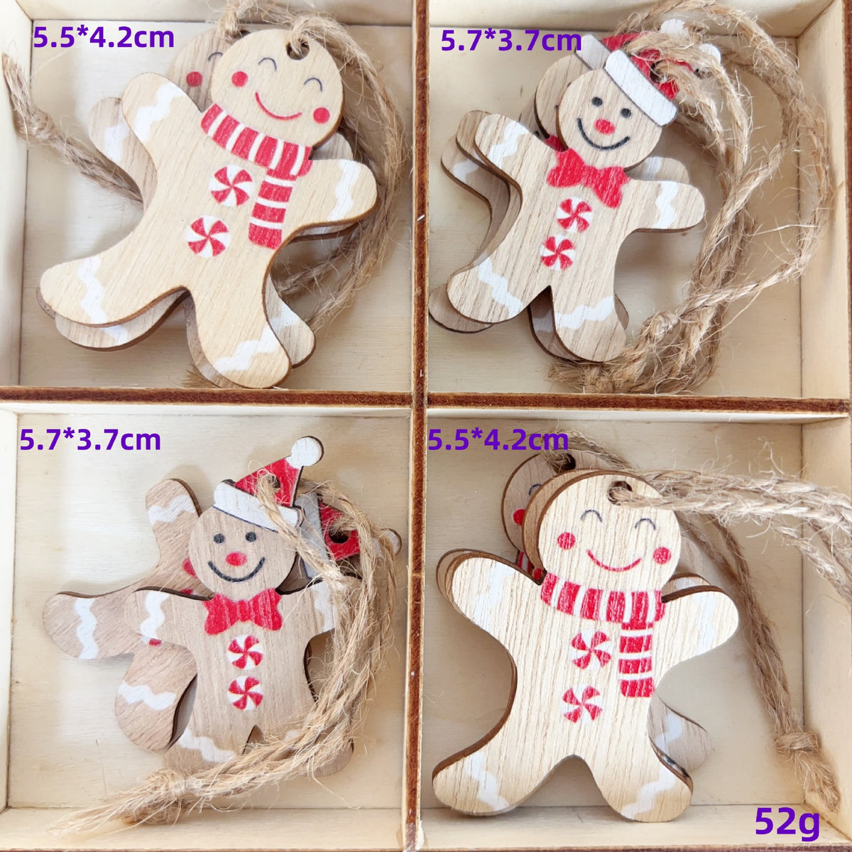 Wooden Gingerbread Ornaments for Rustic Christmas Decor