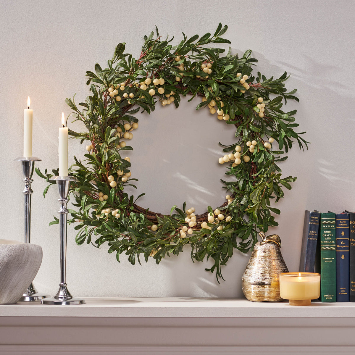 29 Inch Snowberry Wreath for Front Door Decor