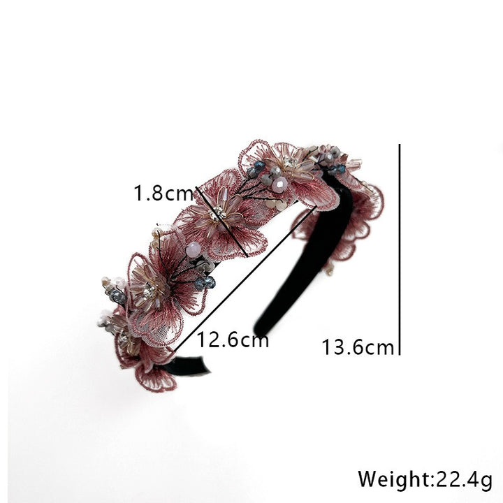 Embroidered Crystal Flower Headband for Elegant Looks