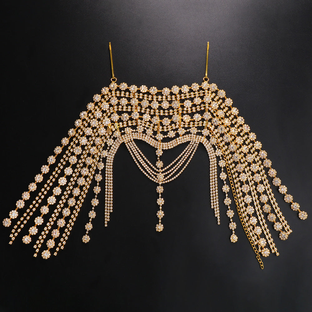 Bridal Hair Chain With Crystal Forehead Draping Jewelry