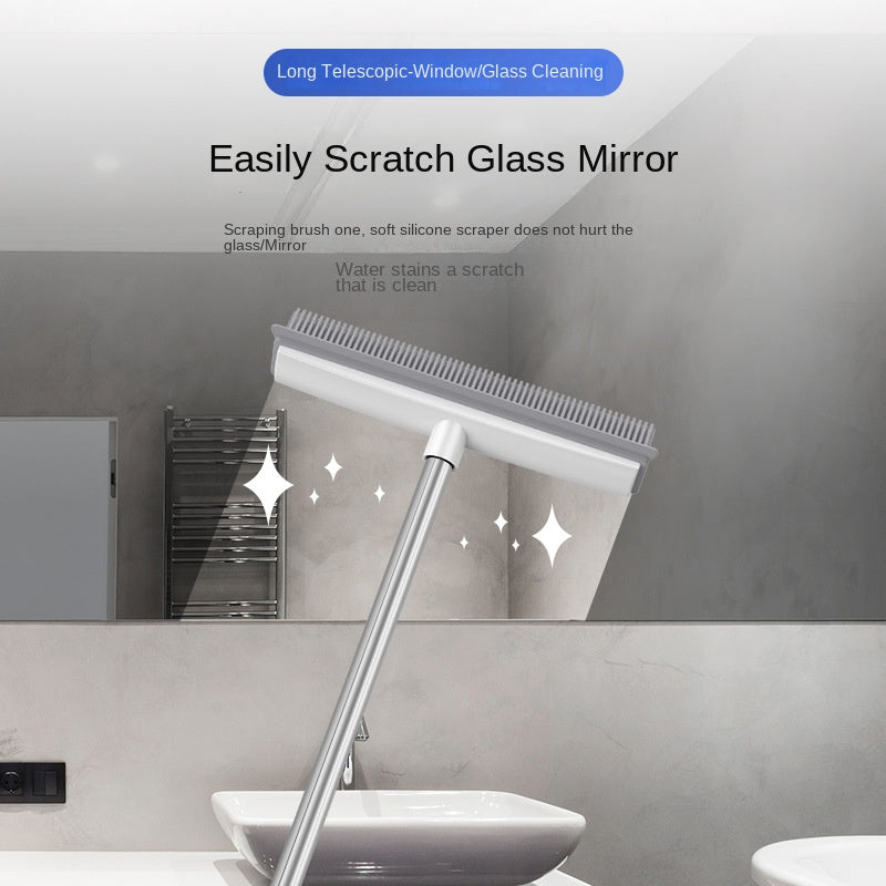 Telescopic 2‑in‑1 Brush & Squeegee – Safe for Glass & Tile