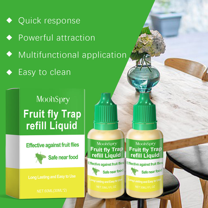 Fruit Fly Trap Refill Liquid, 2 x 30ml for Kitchens