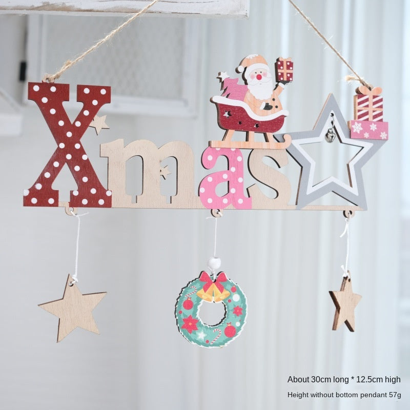 Wooden Christmas Hanging Sign for Festive Door Decor