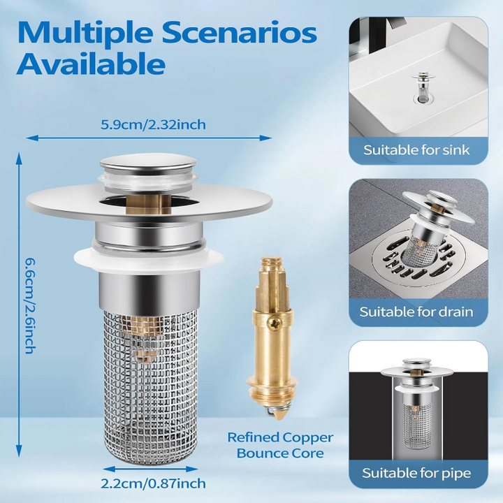 Bathroom Sink Drain Strainer with Hair Catcher Stopper