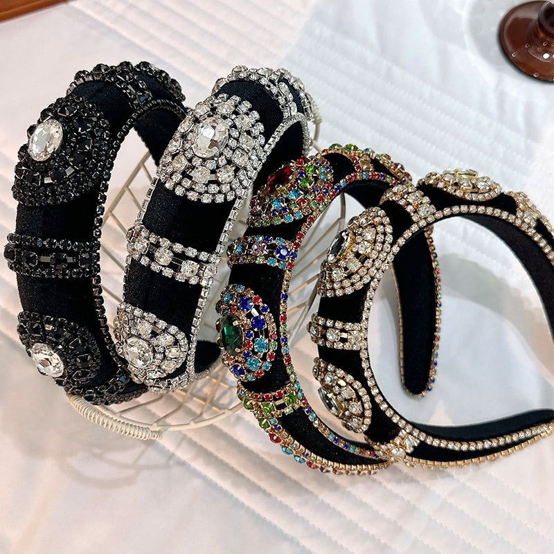 Velvet Rhinestone Headband for Glamorous Retro Style