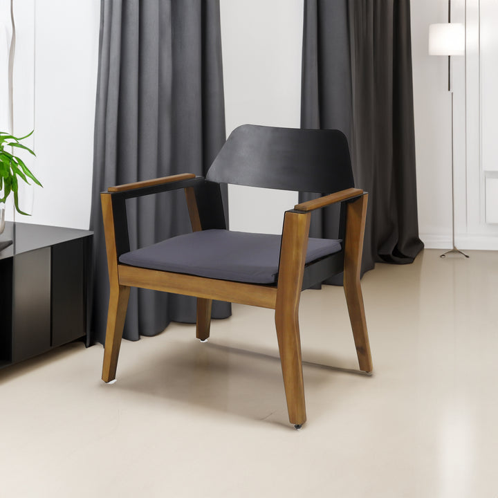Mid-Century Wood Lounge Chairs Set of 2 with Cushions
