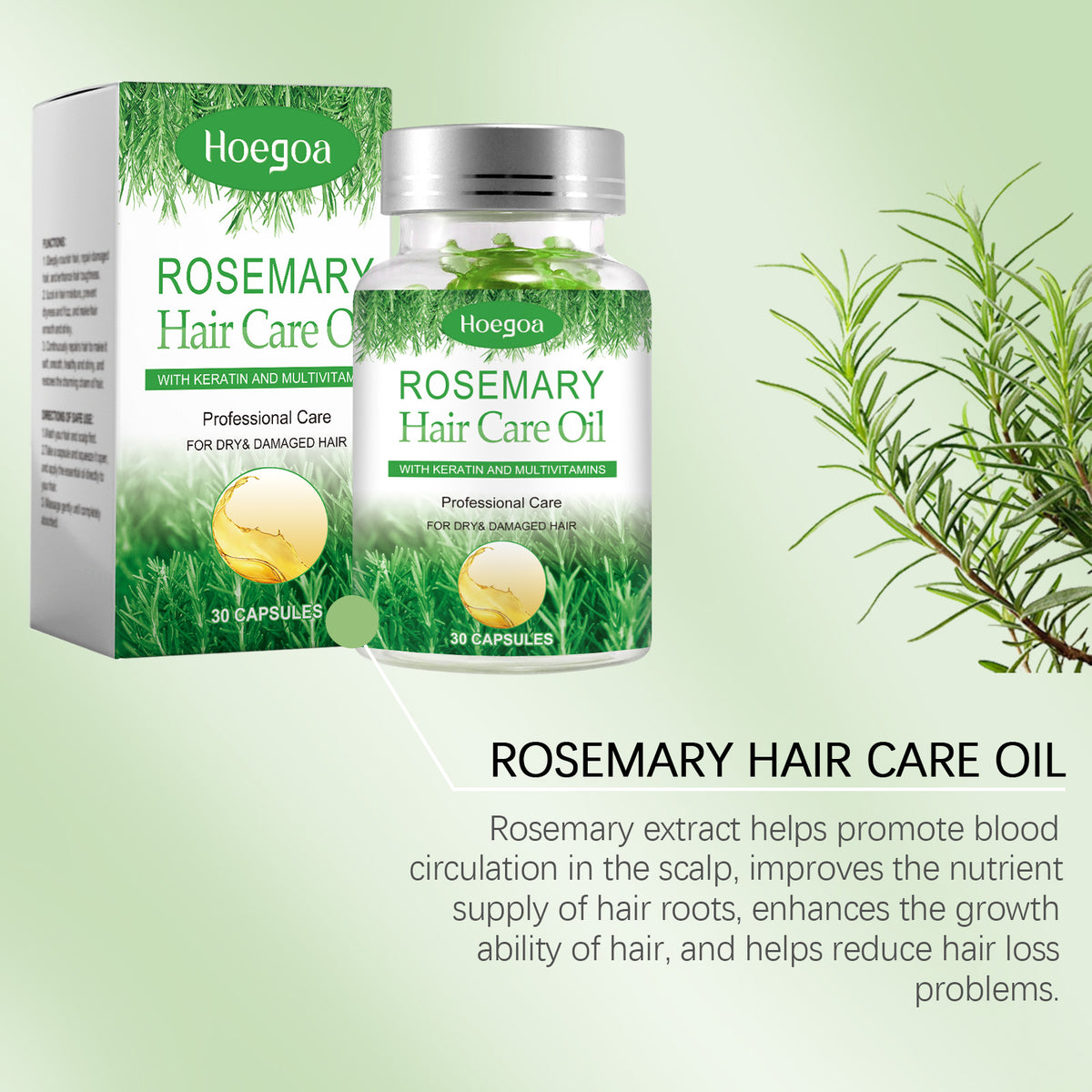 Rosemary Hair Capsules for Dry, Damaged, Frizzy Hair