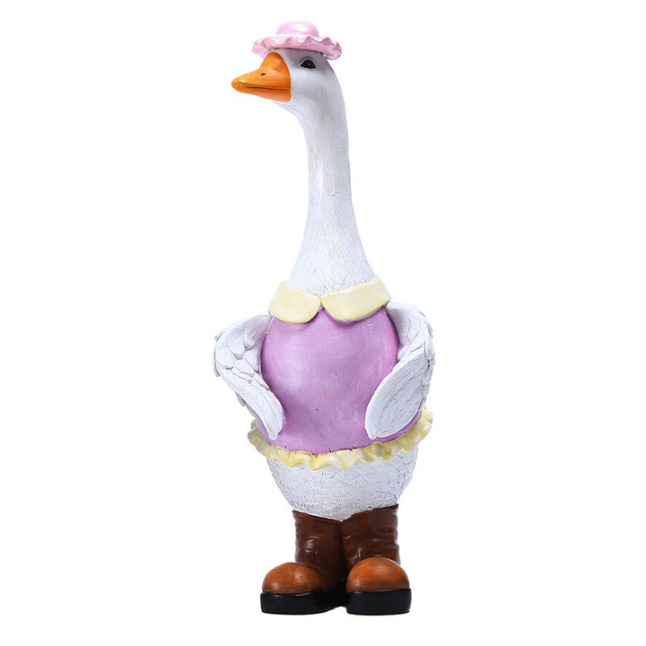 Dressed Resin Goose Garden Statue for Outdoor Decor