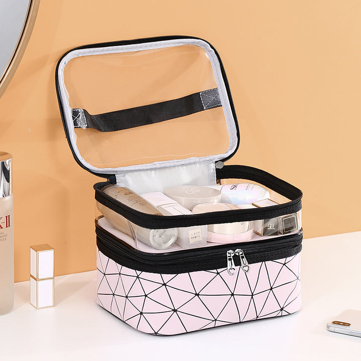 Double-Layer Waterproof Cosmetic Bag for Travel & Skincare